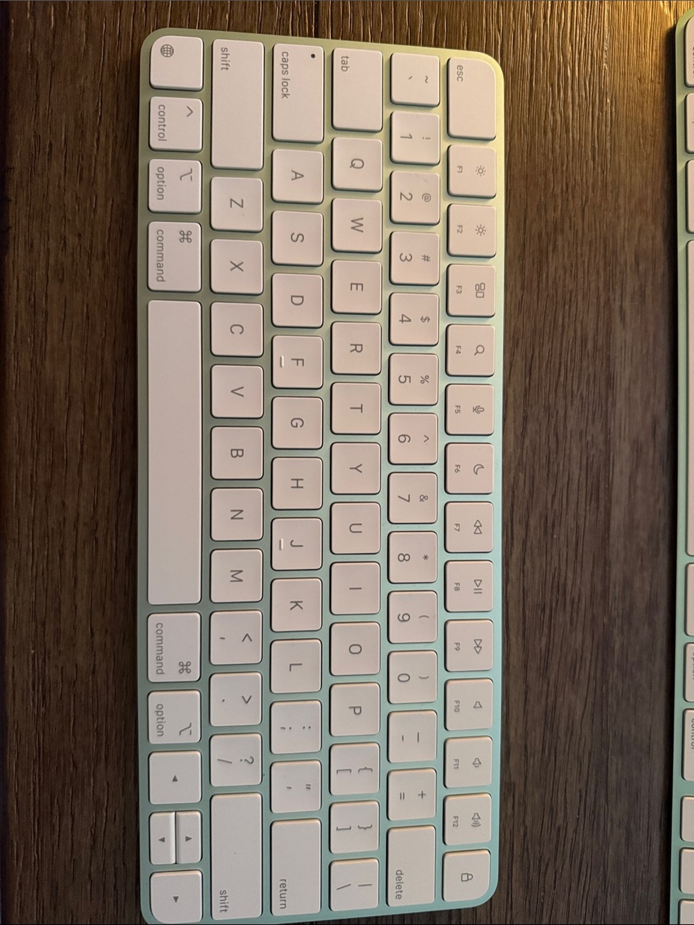 Apple Compact Wireless Keyboard with White Keys and Mint Green Frame